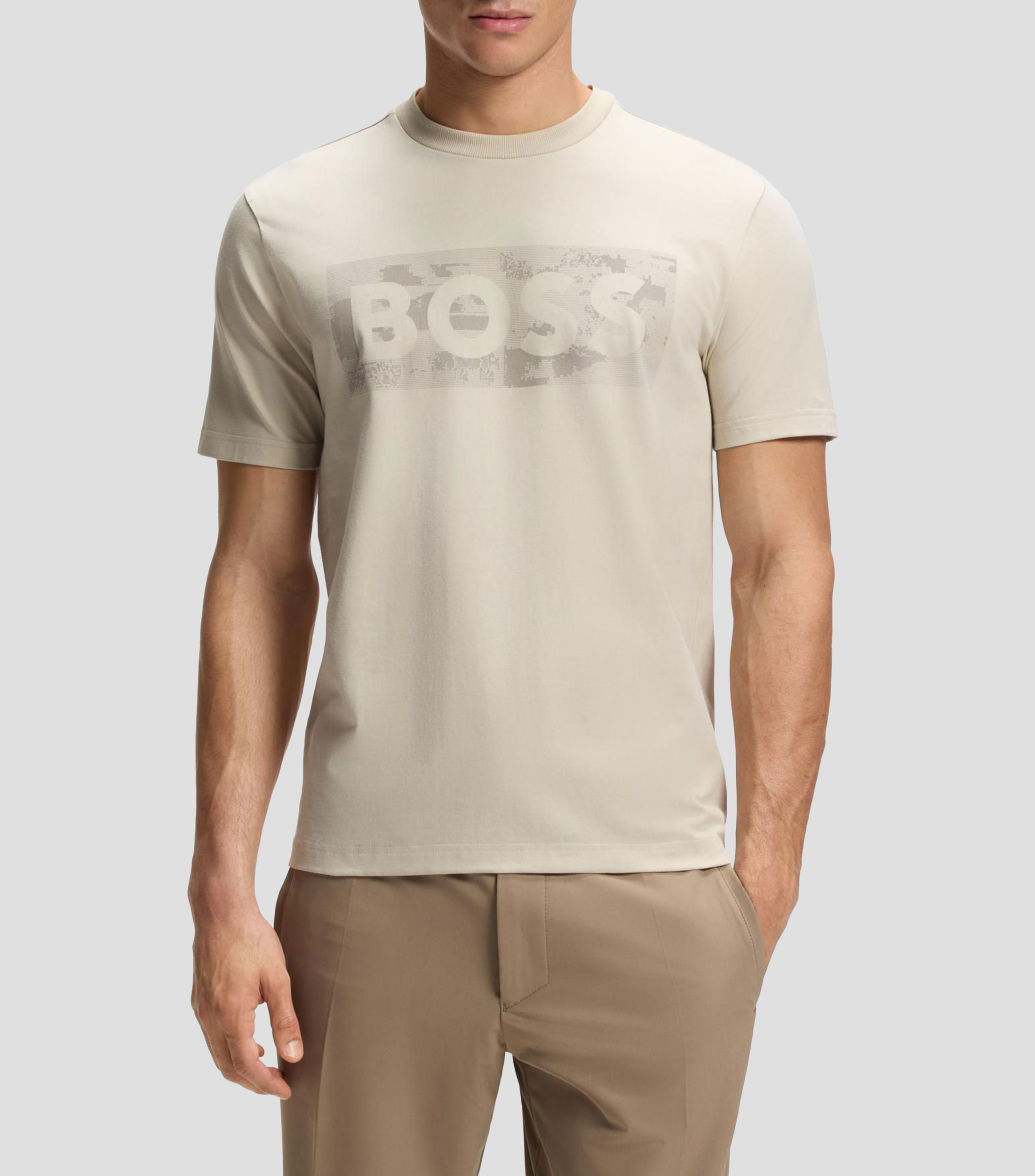 Playera de algodón elástico con logo de diseño Hombre